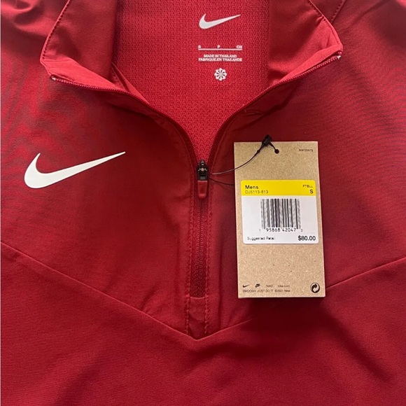 Nike 1/4 Zip Shirt Jacket Men Size Small Coach Performance Red White Shortsleeve - Picture 6 of 10